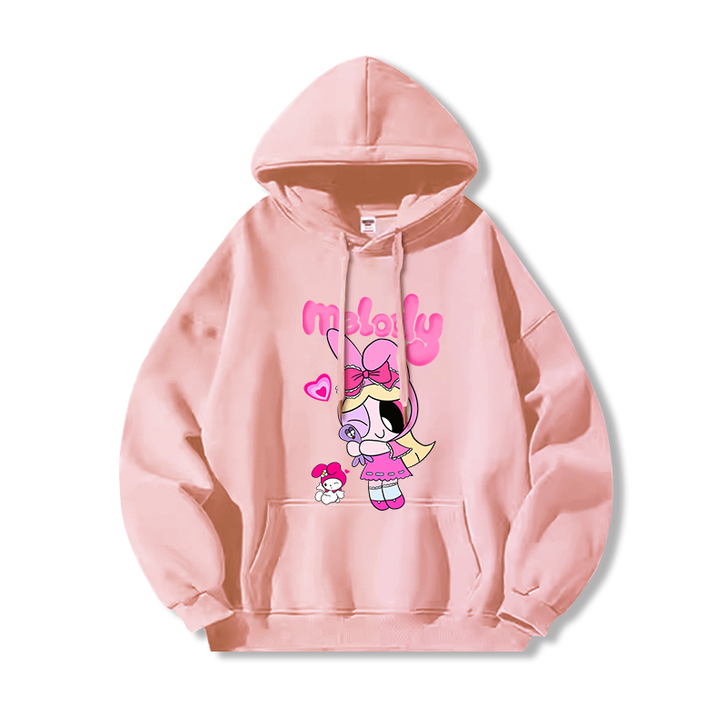 三麗鷗X飛天小女警新款 親子情侶男女連帽衛衣