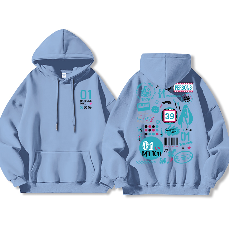 初音未來新款 親子情侶男女連帽衛衣