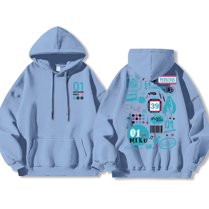 初音未來新款 親子情侶男女連帽衛衣