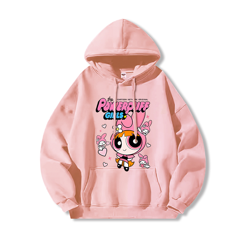 三麗鷗X飛天小女警新款 親子情侶男女連帽衛衣