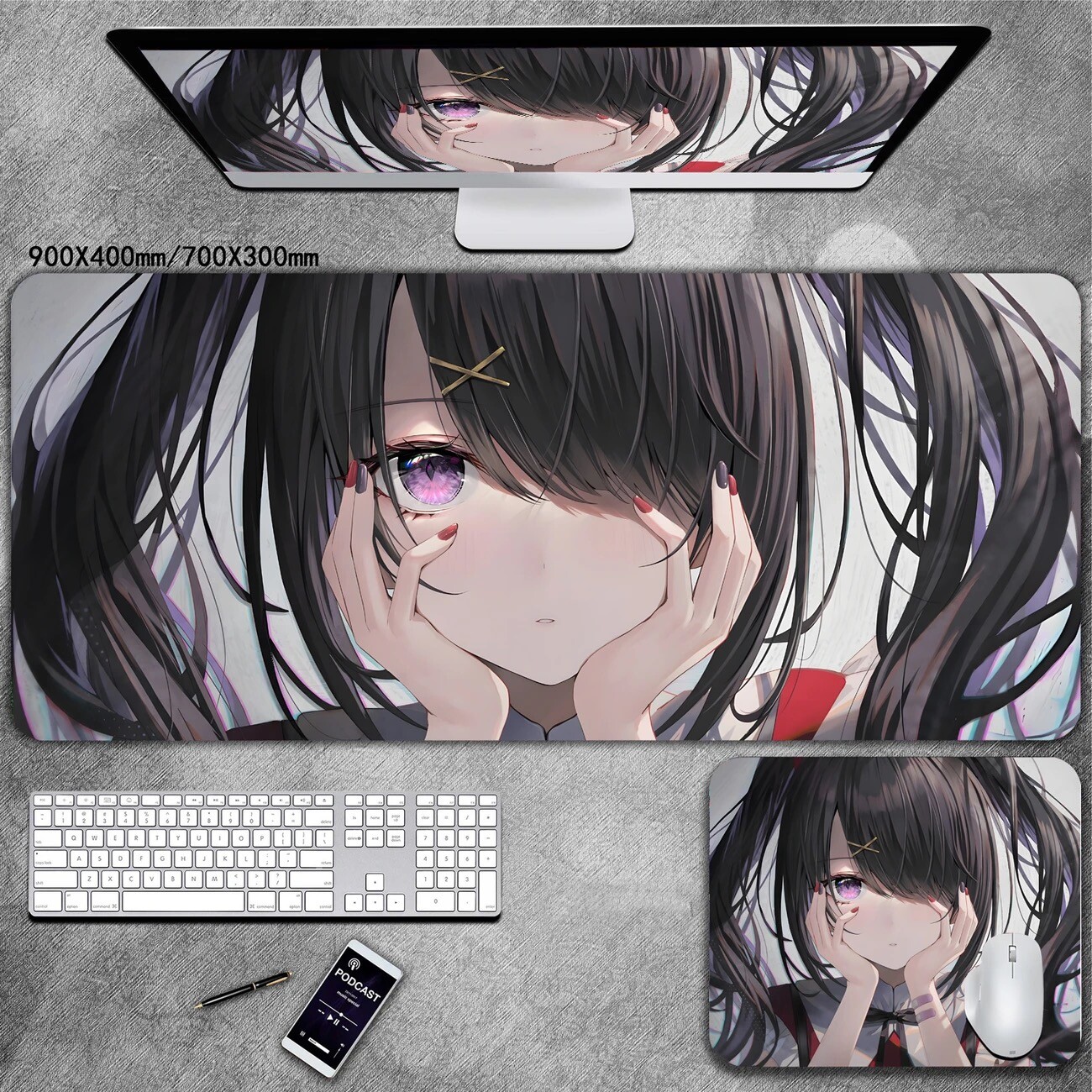 主播女孩重度依賴主題桌墊 布質滑鼠墊