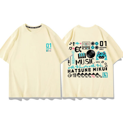 初音未來 2026親子情侶男女同款 印花短袖T恤