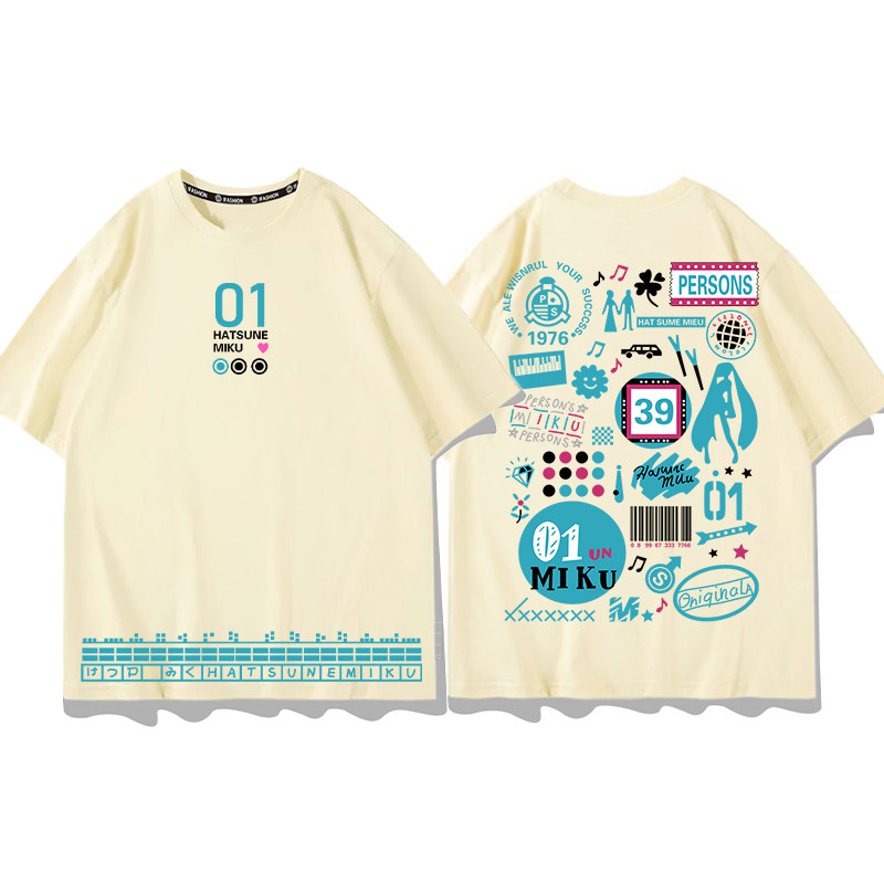 初音未來 2026親子情侶男女同款 印花短袖T恤