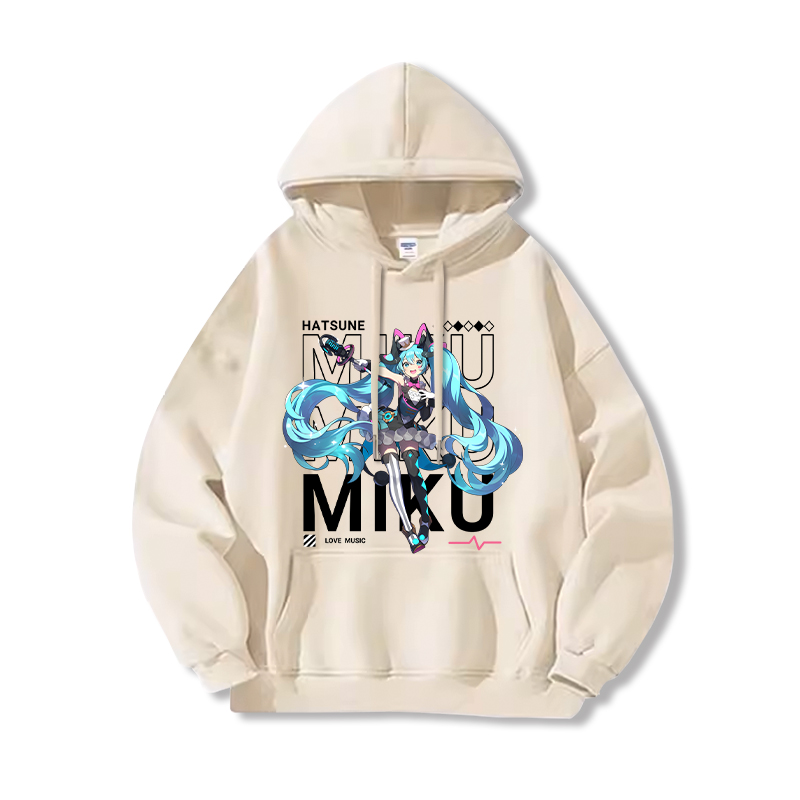 初音未來新款 親子情侶男女連帽衛衣
