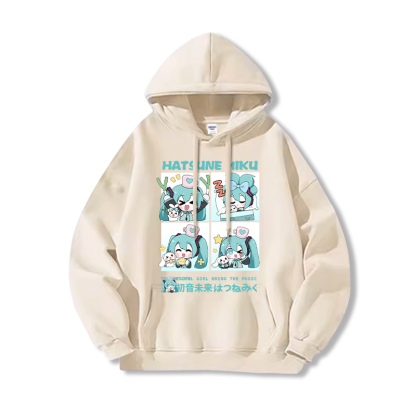 初音未來新款 親子情侶男女連帽衛衣