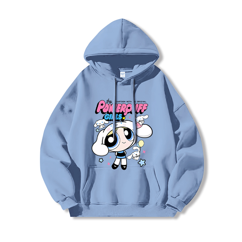 三麗鷗X飛天小女警新款 親子情侶男女連帽衛衣