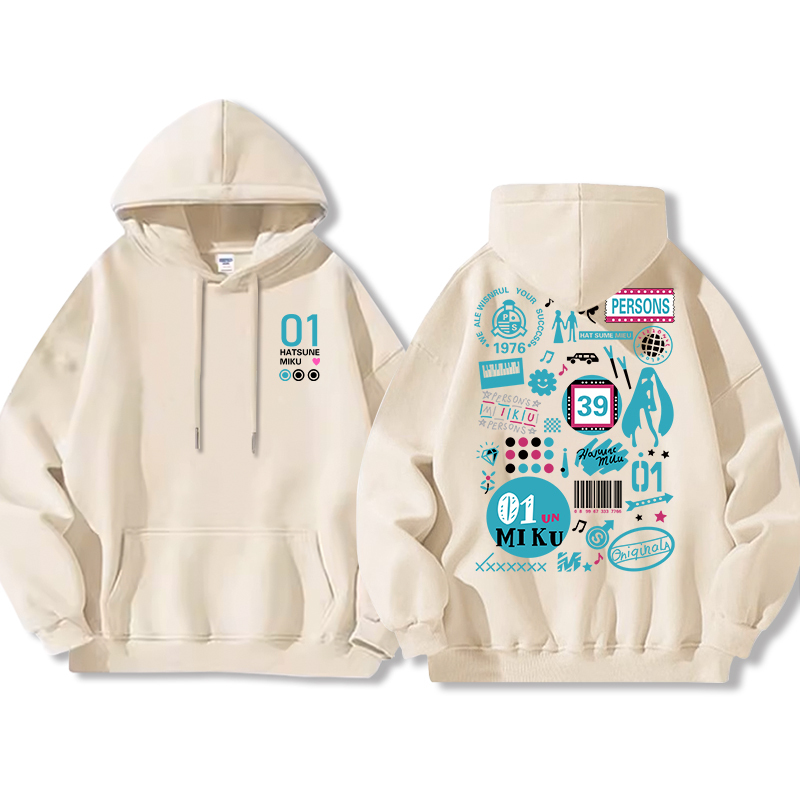 初音未來新款 親子情侶男女連帽衛衣