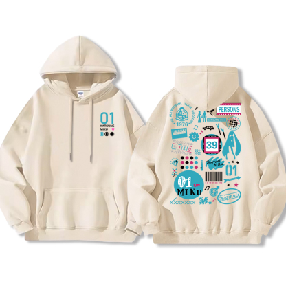 初音未來新款 親子情侶男女連帽衛衣