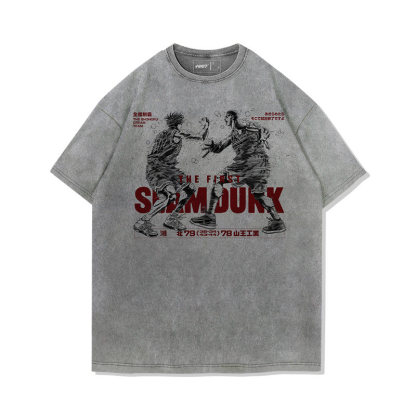 灌籃高手流川楓櫻木花道世紀擊掌水洗做舊 2026親子情侶男女同款 印花水洗短袖