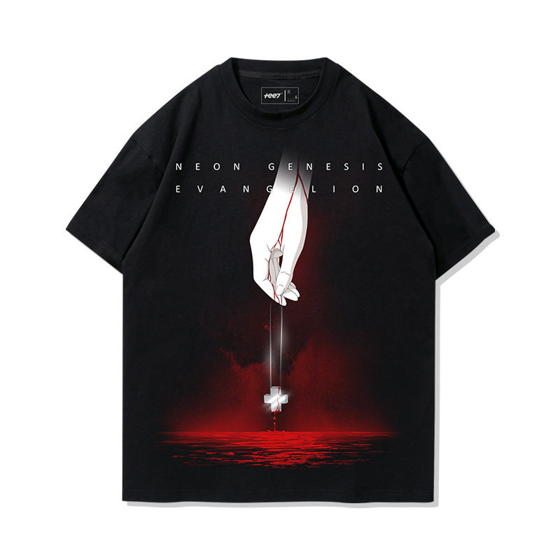 EVA朗基努斯之槍水洗做舊 2026親子情侶男女同款 印花水洗短袖