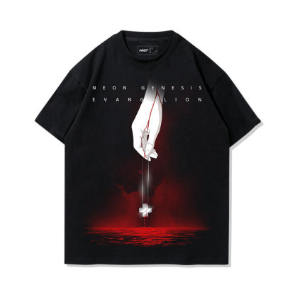 EVA朗基努斯之槍水洗做舊 2026親子情侶男女同款 印花水洗短袖