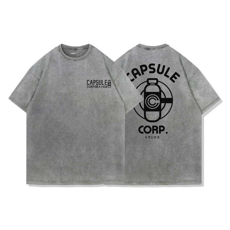 七龍珠膠囊公司制服水洗做舊 2026親子情侶男女同款 印花水洗短袖