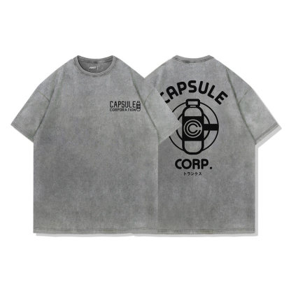 七龍珠膠囊公司制服水洗做舊 2026親子情侶男女同款 印花水洗短袖