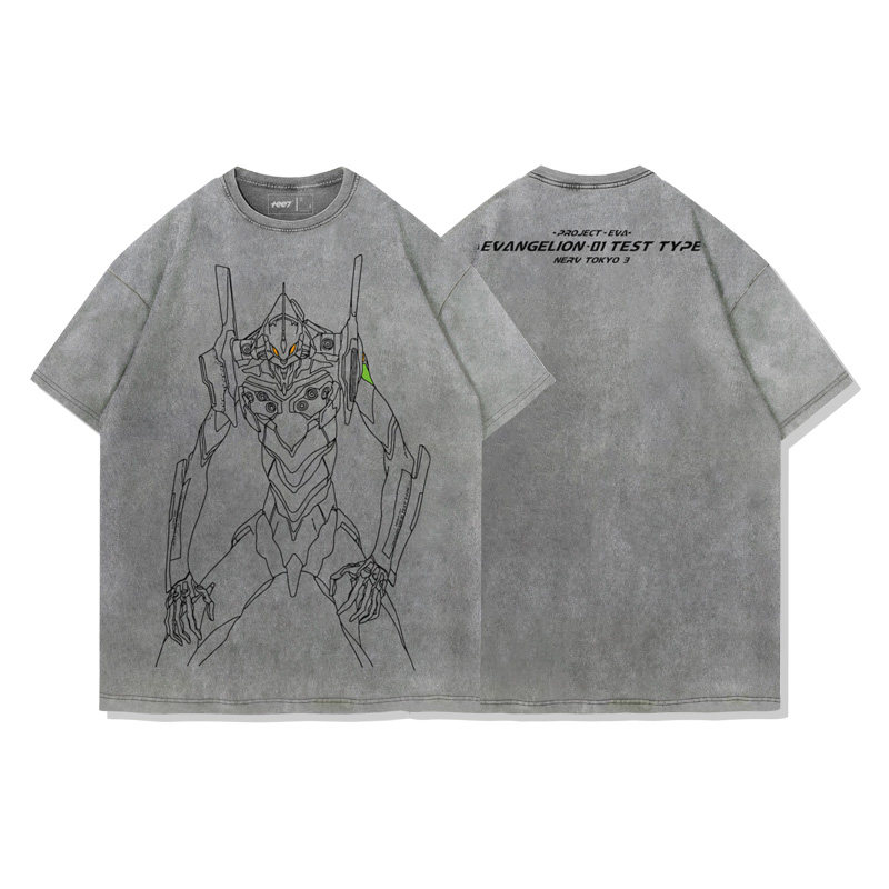 EVA初號機 水洗做舊 2026親子情侶男女同款 印花水洗短袖