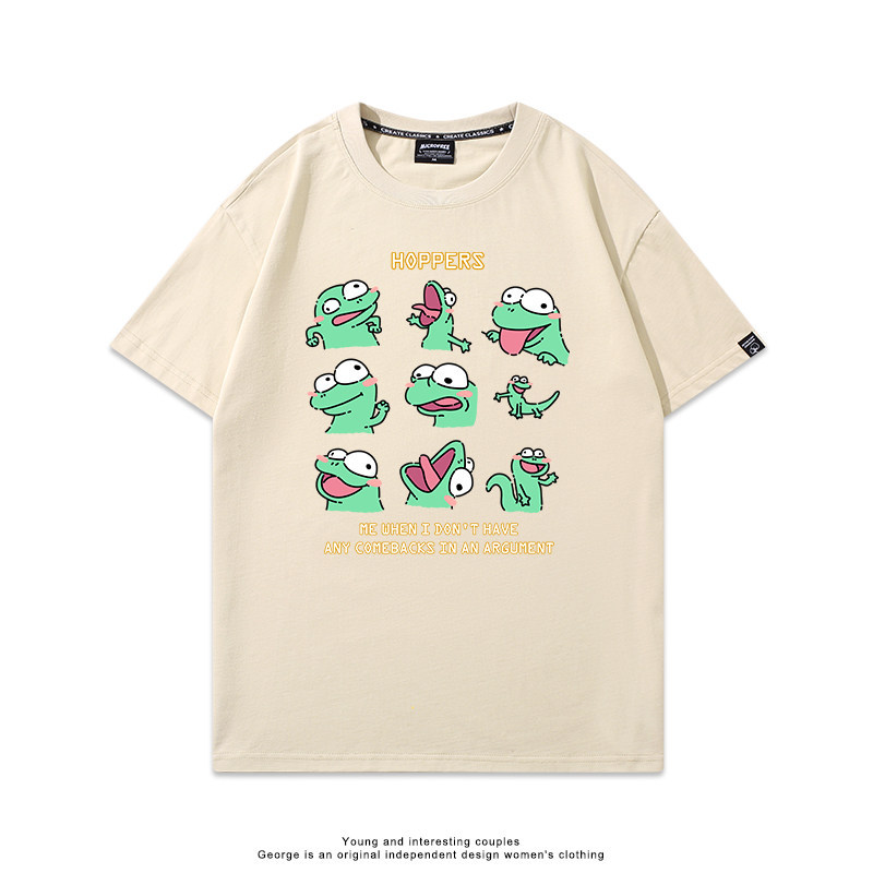 河狸世界 2026親子情侶男女同款 印花短袖T恤