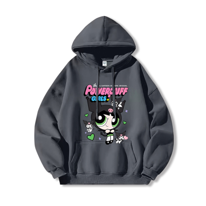 三麗鷗X飛天小女警新款 親子情侶男女連帽衛衣