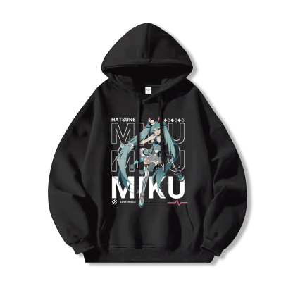 初音未來新款 親子情侶男女連帽衛衣