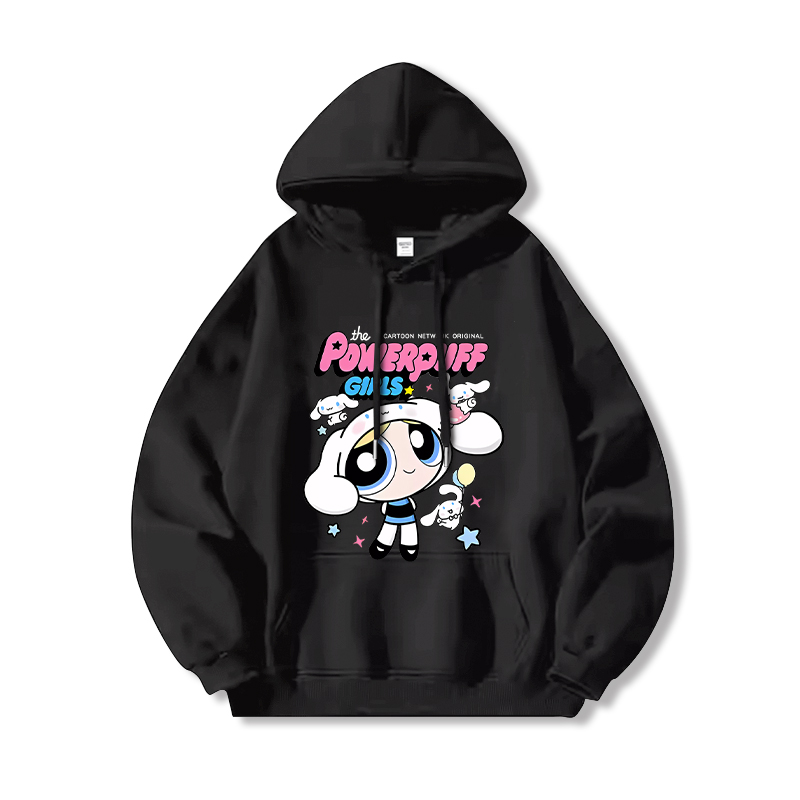 三麗鷗X飛天小女警新款 親子情侶男女連帽衛衣