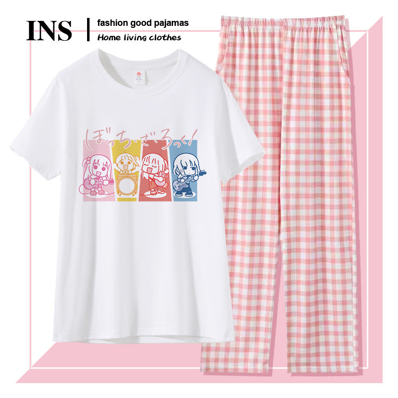 孤獨搖滾周邊 波奇醬後藤一里純棉睡衣 日系動漫家居服 T 恤