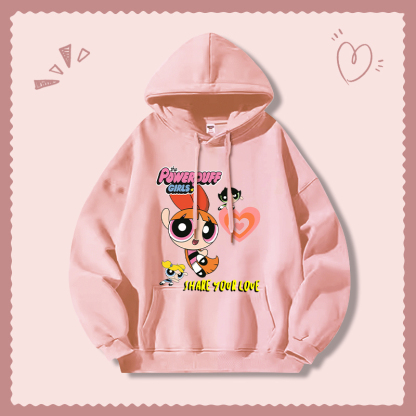 飛天小女警新款 親子情侶男女連帽衛衣