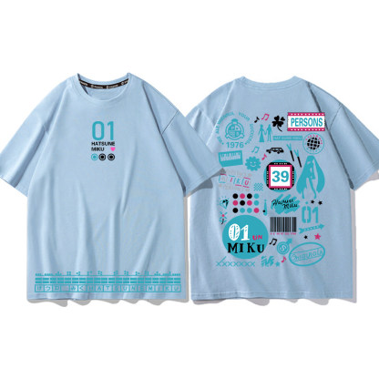 初音未來 2026親子情侶男女同款 印花短袖T恤