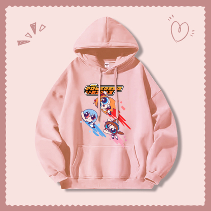 飛天小女警新款 親子情侶男女連帽衛衣