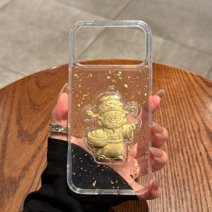 IPhone系列庫洛米凱蒂貓立體金箔 太空透明防摔軟殼