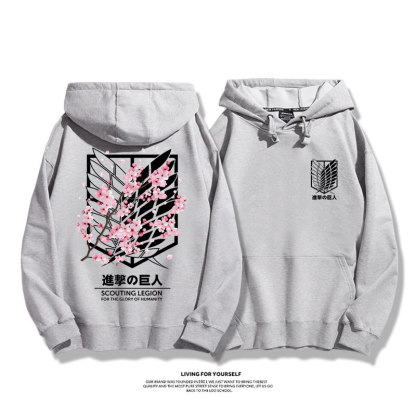 進擊的巨人 自由之翼櫻花親子情侶男女連帽衛衣