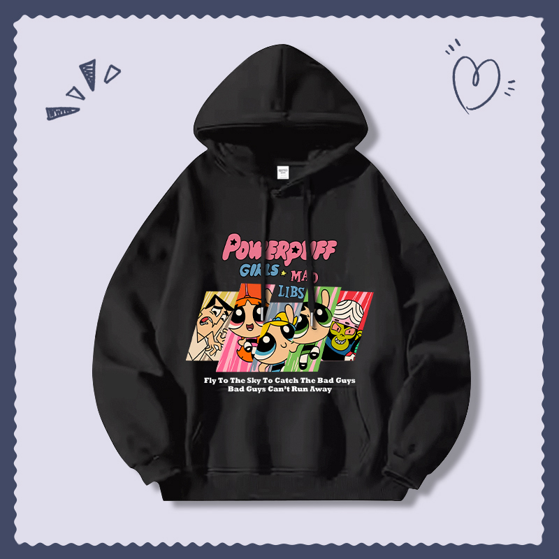 飛天小女警新款 親子情侶男女連帽衛衣