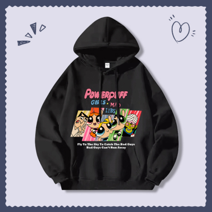 飛天小女警新款 親子情侶男女連帽衛衣