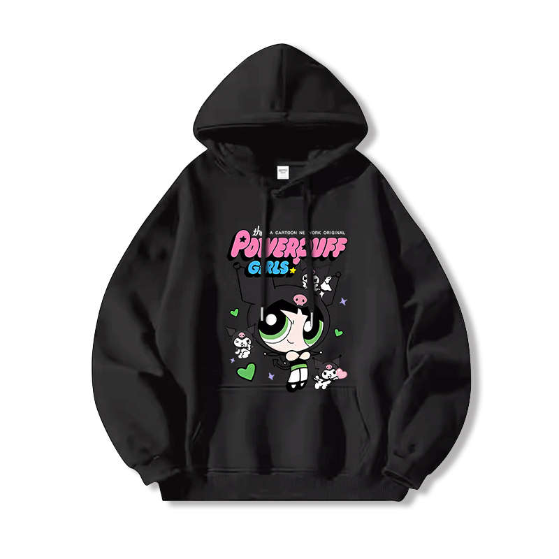 三麗鷗X飛天小女警新款 親子情侶男女連帽衛衣