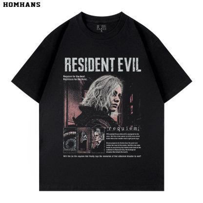生化危機9安魂曲做舊水洗復古 2026親子情侶男女同款 印花短袖T恤