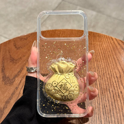 IPhone系列庫洛米凱蒂貓立體金箔 太空透明防摔軟殼