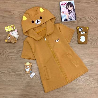 拉拉熊哥熊妹窄款修身顯瘦可愛開衫連帽衛衣外套