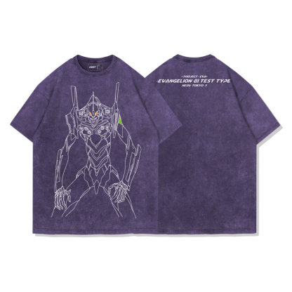 EVA初號機 水洗做舊 2026親子情侶男女同款 印花水洗短袖