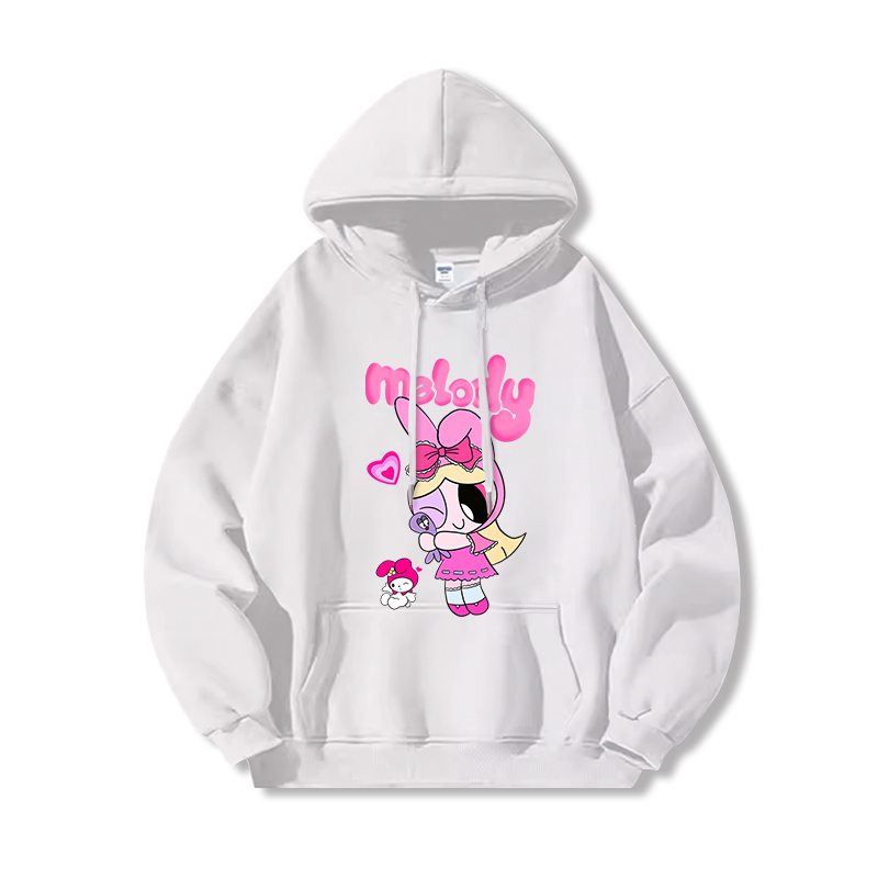 三麗鷗X飛天小女警新款 親子情侶男女連帽衛衣