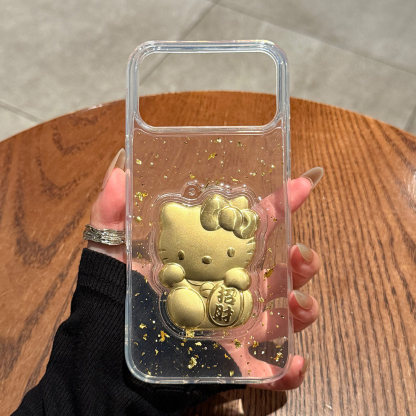 IPhone系列庫洛米凱蒂貓立體金箔 太空透明防摔軟殼