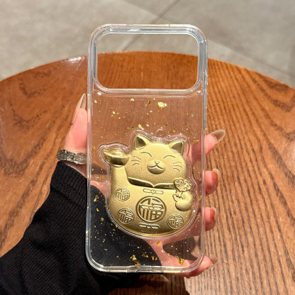 IPhone系列庫洛米凱蒂貓立體金箔 太空透明防摔軟殼