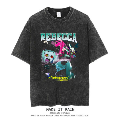 電馭叛客水洗做舊 2026親子情侶男女同款 印花水洗短袖