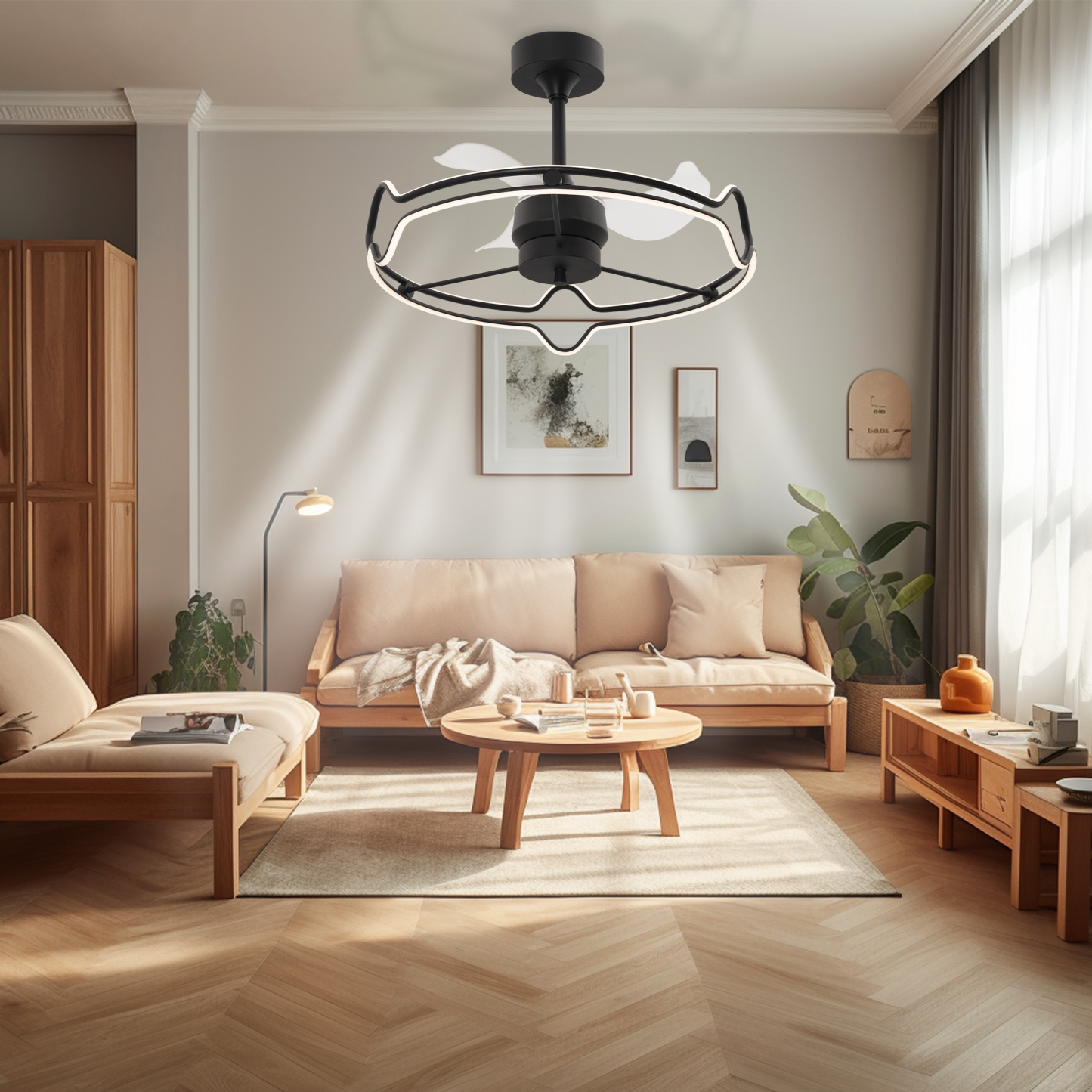 BL-7035 3 Pcs ABS Black Nordic Simple Design Electric Ceiling Fan With Light