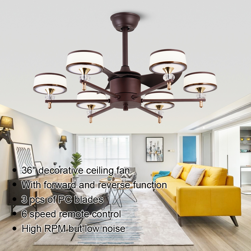 BL-7008-COF-GD  22" Modern candle ceiling fan