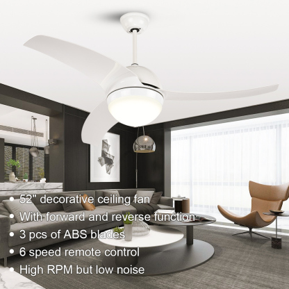 BL-2056 52" 3 Pcs Abs White High Quality Led Ceiling Light Fan