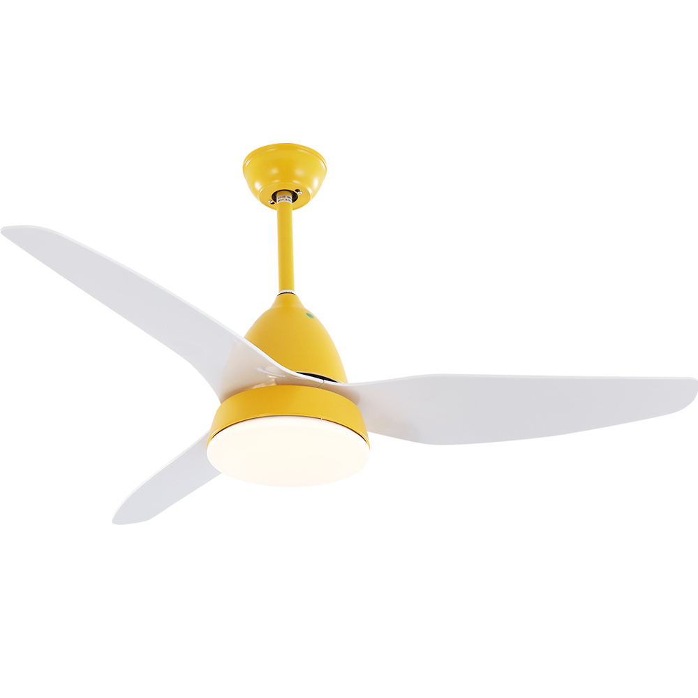 BL-2117 52" 3 pcs ABS Yellow Sitting Room Ceiling Fan With Light Modern