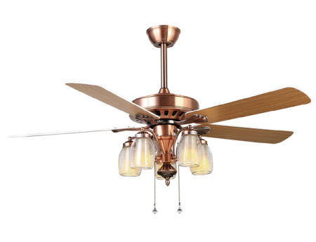 BL-1090 52" 5 Pcs Composite Board Red Antique Bronze Ceiling Fan With Remote