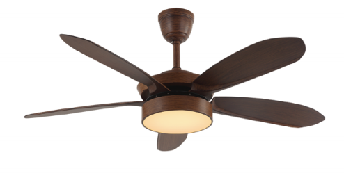 BL-2168 56" 5 Pcs Abs Dark Wood grain Three Color Dimmable Led Light Ceiling Fan