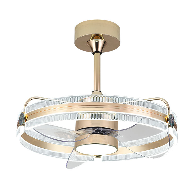 BL-7043 3 pcs ABS Gold round led dimmable ceiling lighting fan