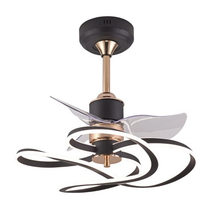 BL-7052 12" 3 Pcs Pc Coffee Silent Remote Control Ceiling Fan Light High Speed