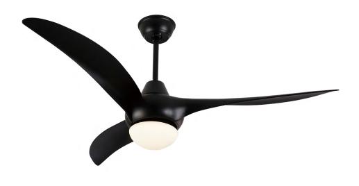 BL-2053 52" 3 pcs ABS Black Remote Control Ceiling Fan With Light