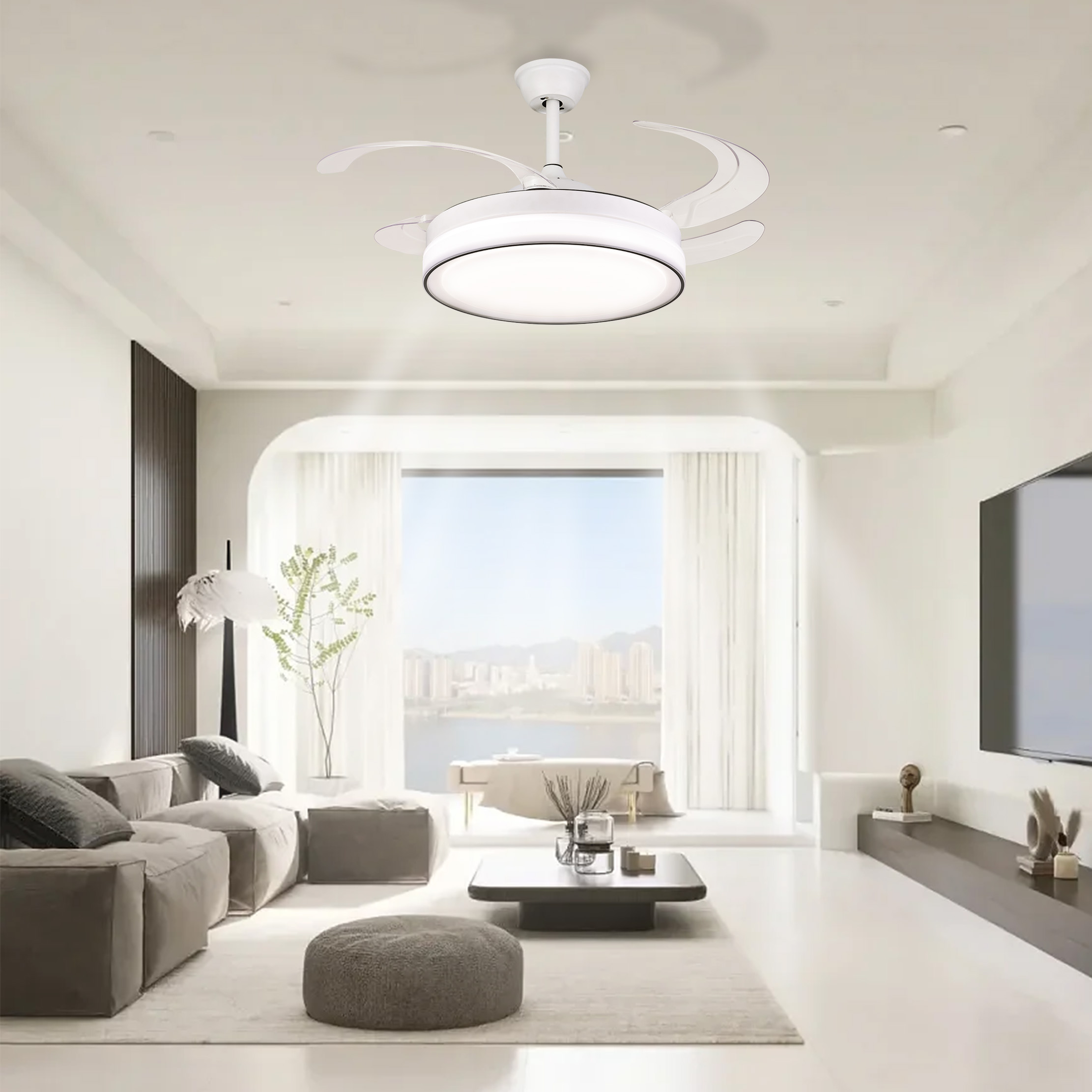 BL-3069 42''/48" 4 Pcs Pc White Price Cheap Living Room Ceiling Fan