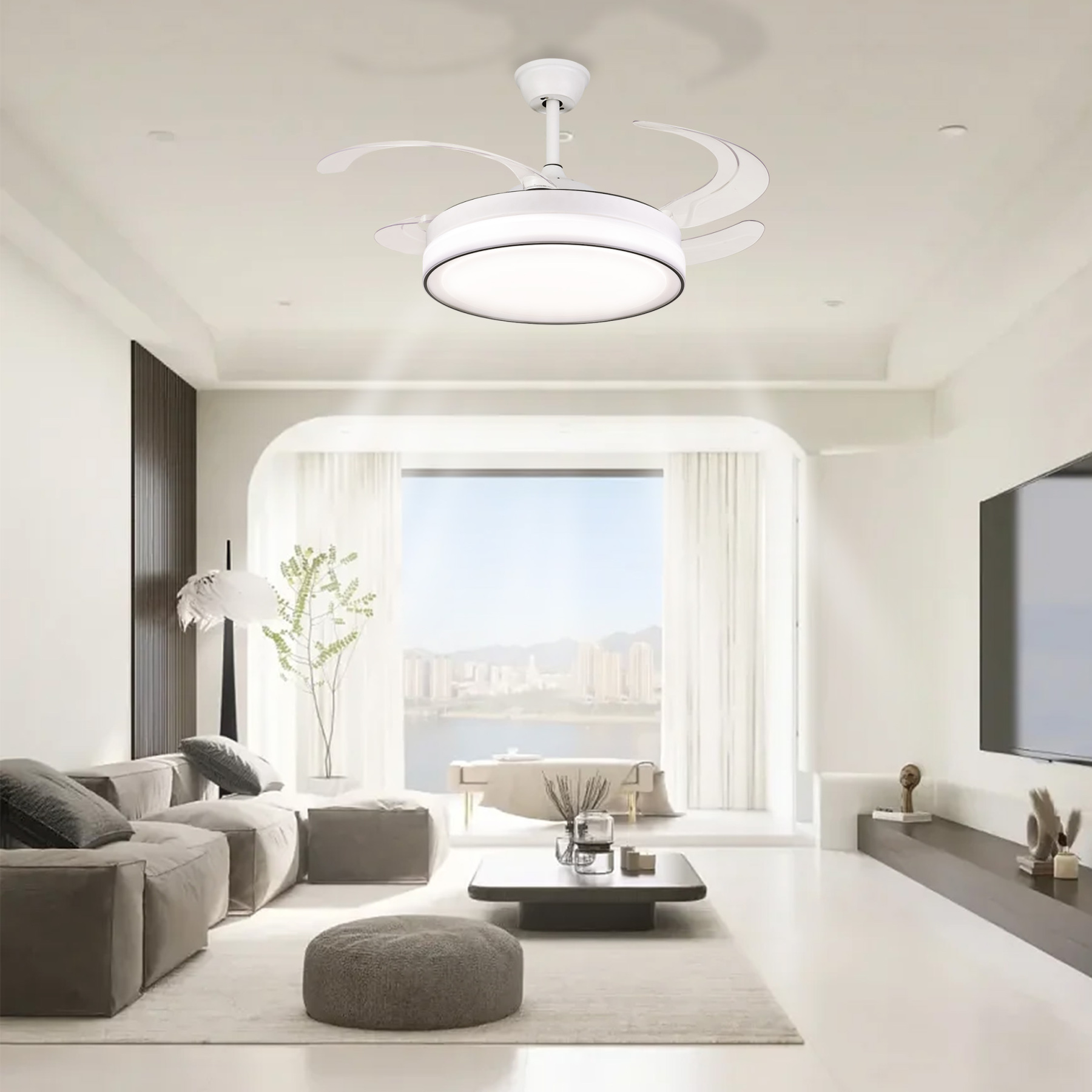 BL-3069 42''/48" 4 Pcs Pc White Price Cheap Living Room Ceiling Fan